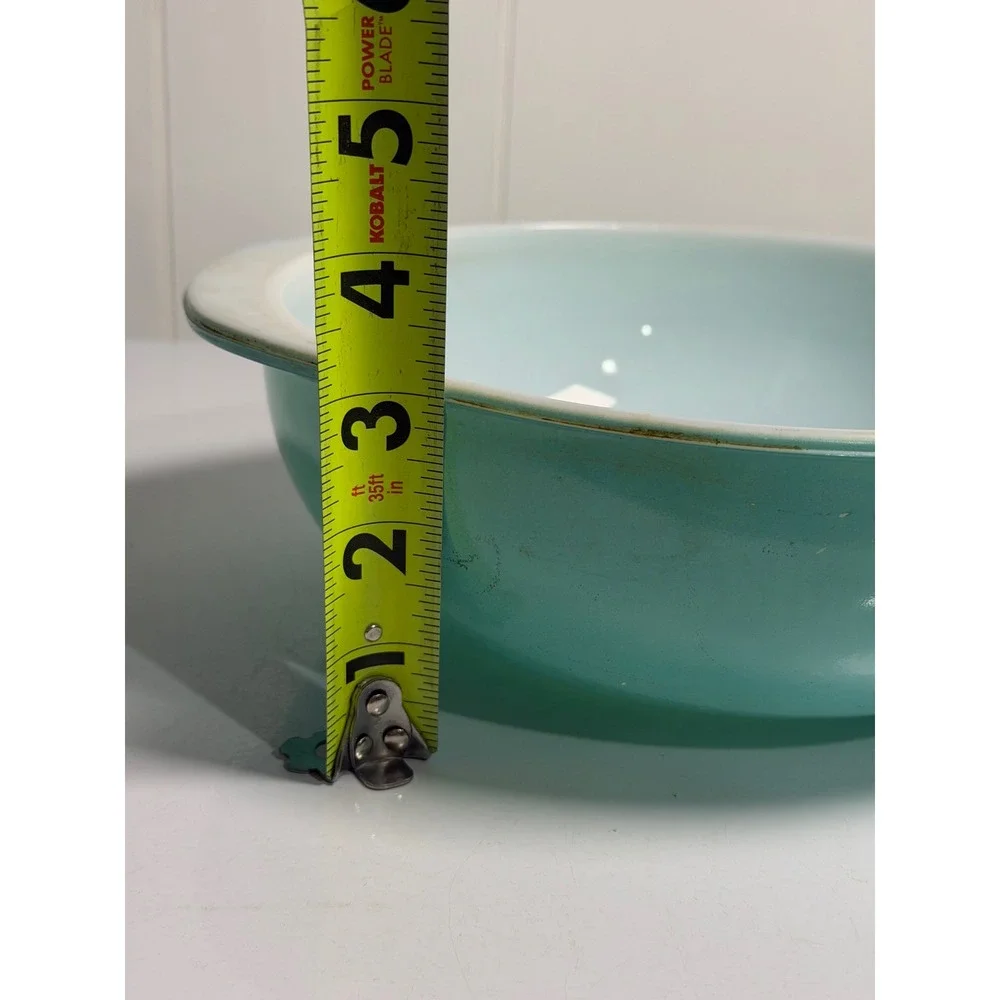 VTG Pyrex Casserole Bowl Turquoise Blue 024 2QT Round Serving Dish Milk Glass